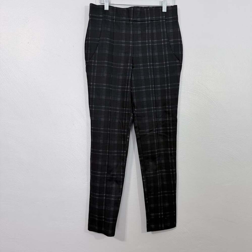 Thalian Plaid Pants Size M Black Gray Pull On Ponte Knit